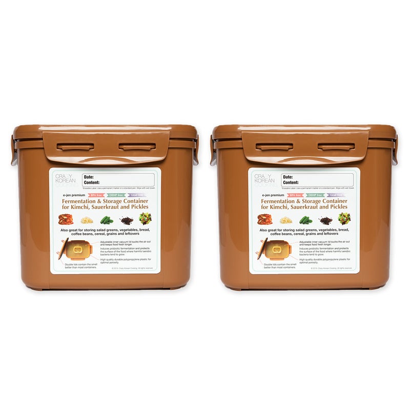 Crazy Korean Cooking Authentic Crazy Korean Cooking Kimchi Container 0.9 Gal (3.4L) 2 PACK - Image 1